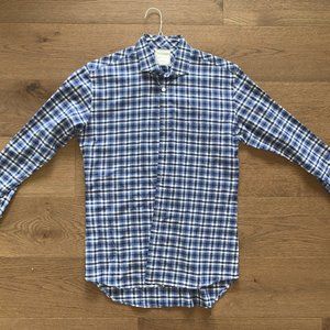 Billy Reid Blue Plaid Button Down Shirt